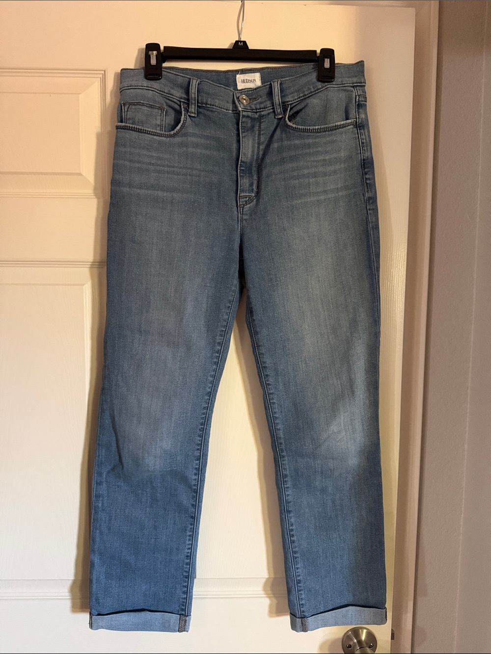Hudson Light Blue Cropped Straight-Leg Jeans